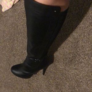Sexy black knee high boots